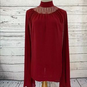 Nastygal Caped Sleeveless High Neck Dark Red Top
